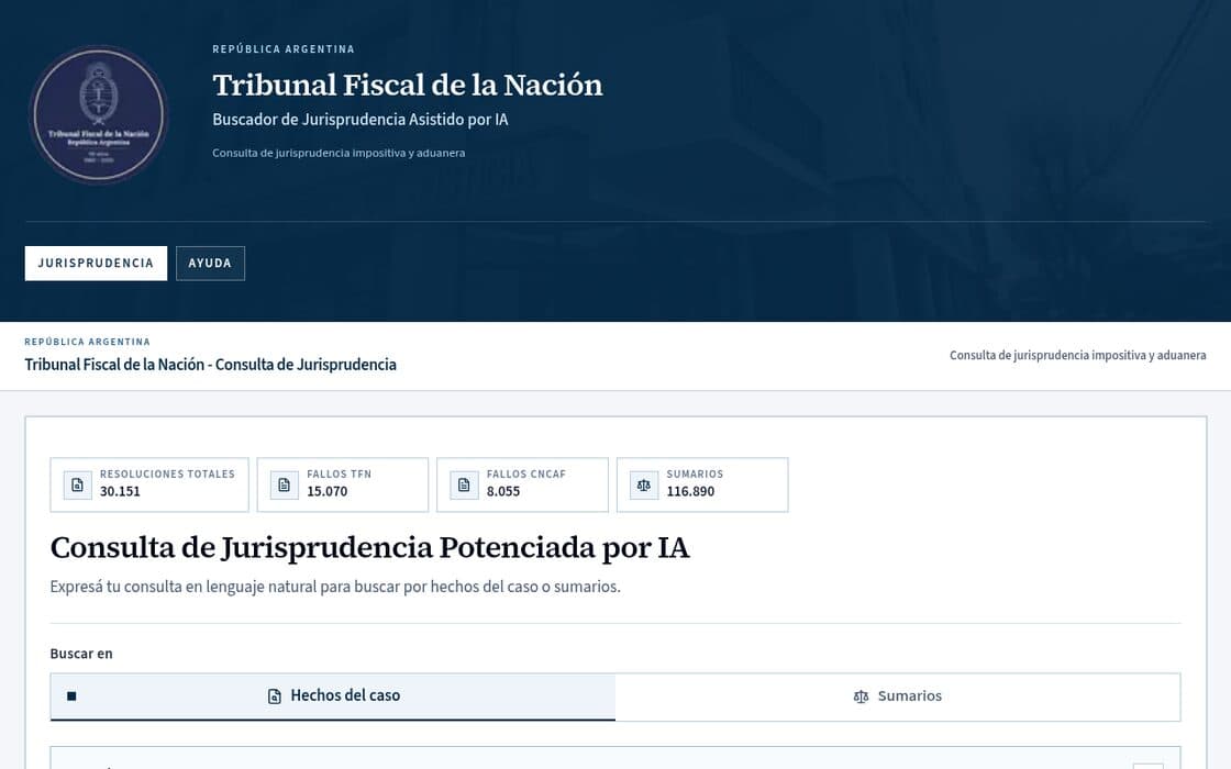 Buscador de jurisprudencia asistido por IA del Tribunal Fiscal de la Nación